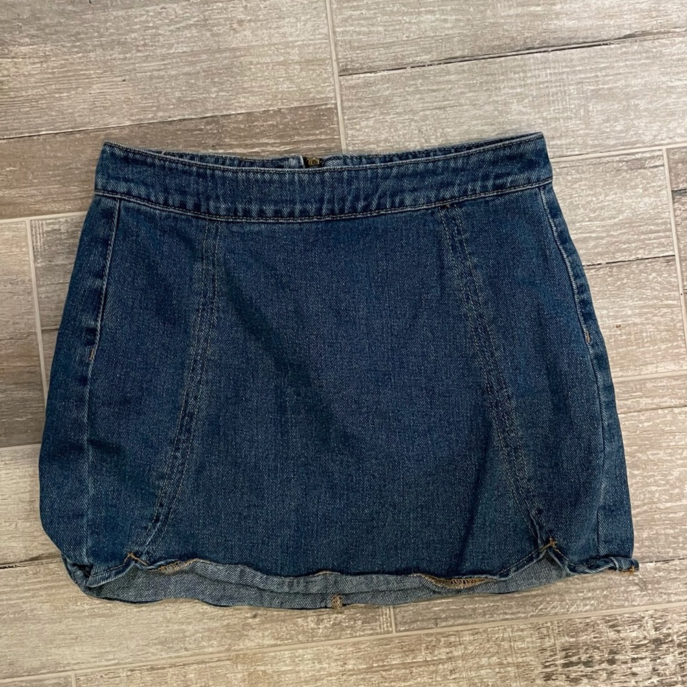 High rise jean mini skirt